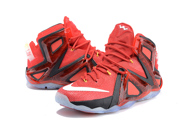 Nike Lebron 12 Elite Red Black White Shoes - Click Image to Close