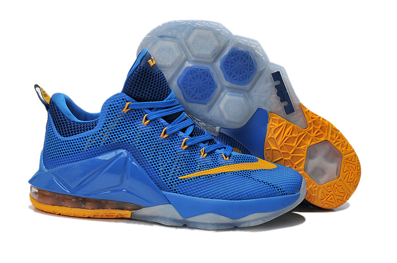 Nike Lebron 12 Low Blue Yellow Shoes - Click Image to Close