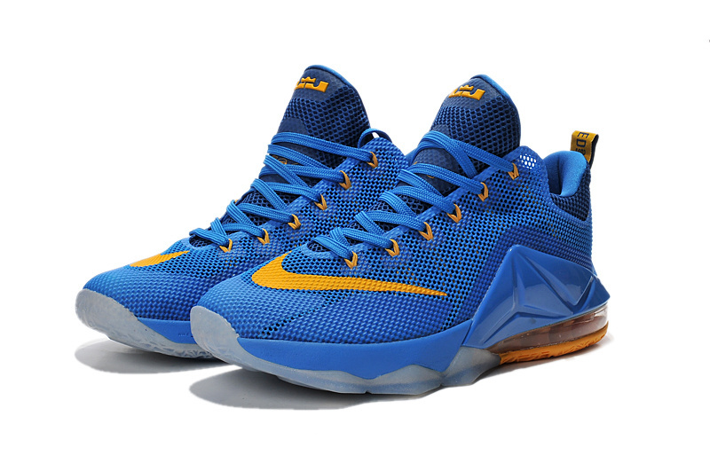 Nike Lebron 12 Low Blue Yellow Shoes - Click Image to Close