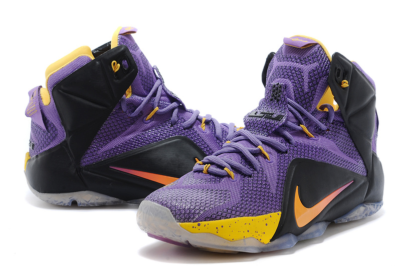 Nike Lebron James 12 Purple Black Yellow Basketball Shoes