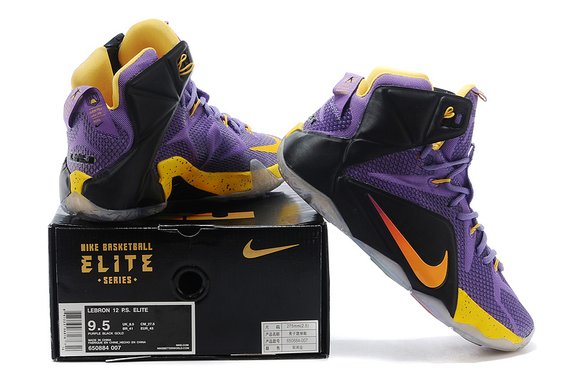 Nike Lebron James 12 Purple Black Yellow Basketball Shoes