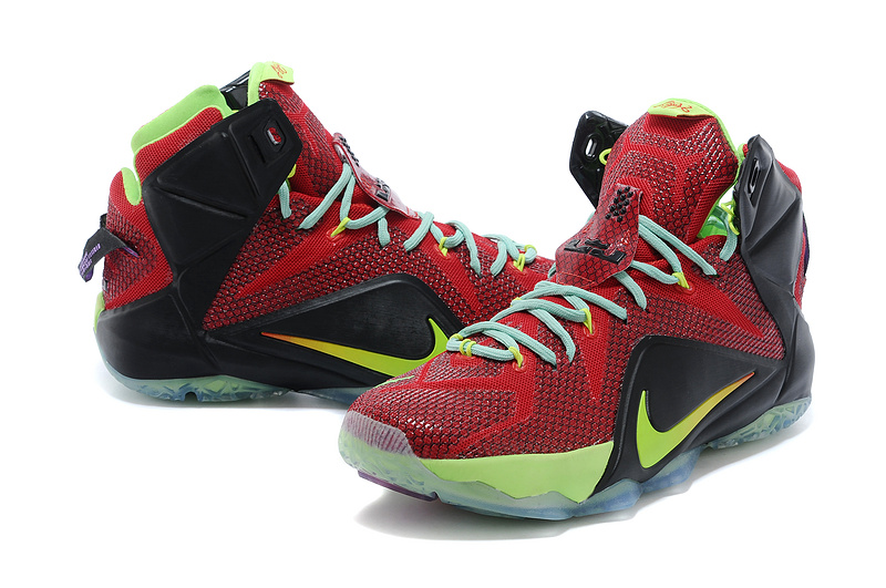 Nike Lebron James 12 Red Black Green Basketball Shoes - Click Image to Close