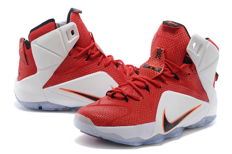 Nike Lebron James 12 Red White Basketball Shoes - Click Image to Close