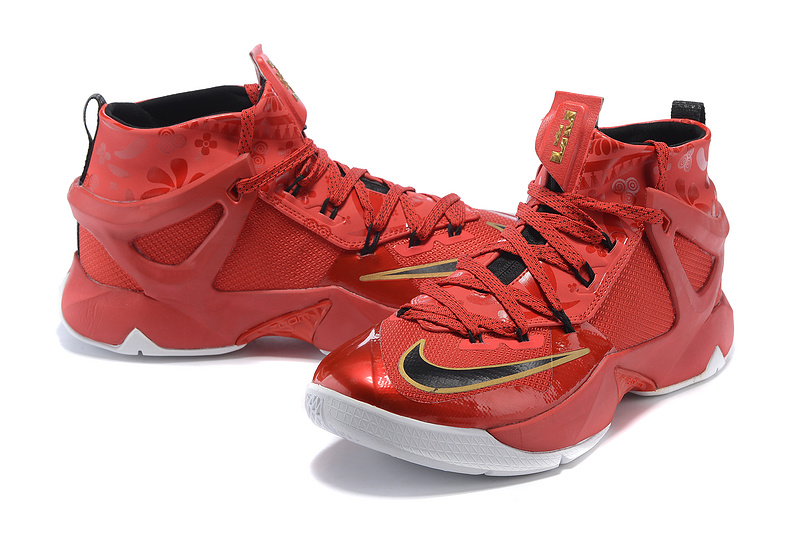 Nike Lebron 13 Chinese Red Gold White Shoes - Click Image to Close