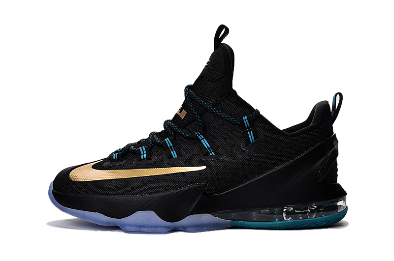 Nike Lebron 13 Low Black Blue Gold Shoes - Click Image to Close