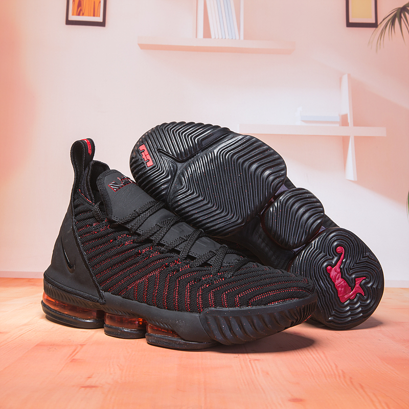 Nike Lebron 16 Black Red Swoosh Basketball Shoes