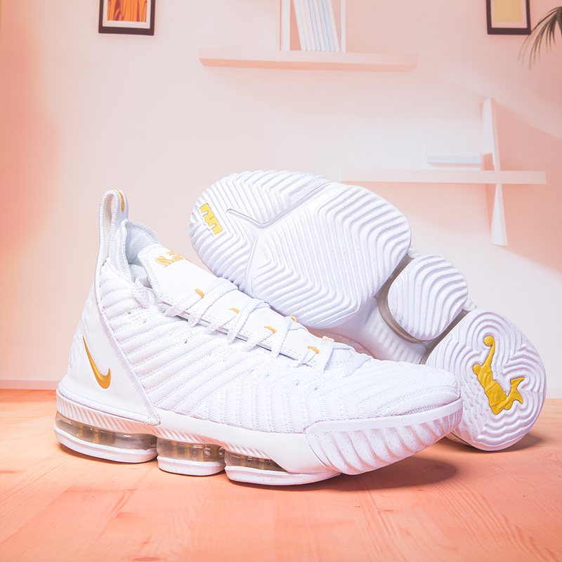 Nike Lebron 16 White Gloden Basketball Shoes