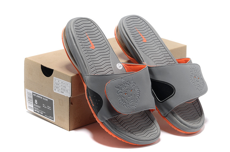 Nike Lebron James Hydro 9 Grey Orange Sandal - Click Image to Close