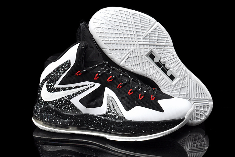 Nike Lebron James 10 Shoes Elite Black White Red - Click Image to Close