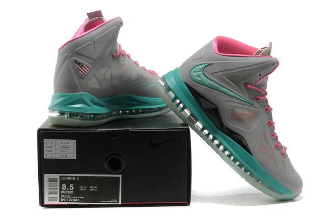 Lebron James 10 Midnight Shoes Grey Blue Pink