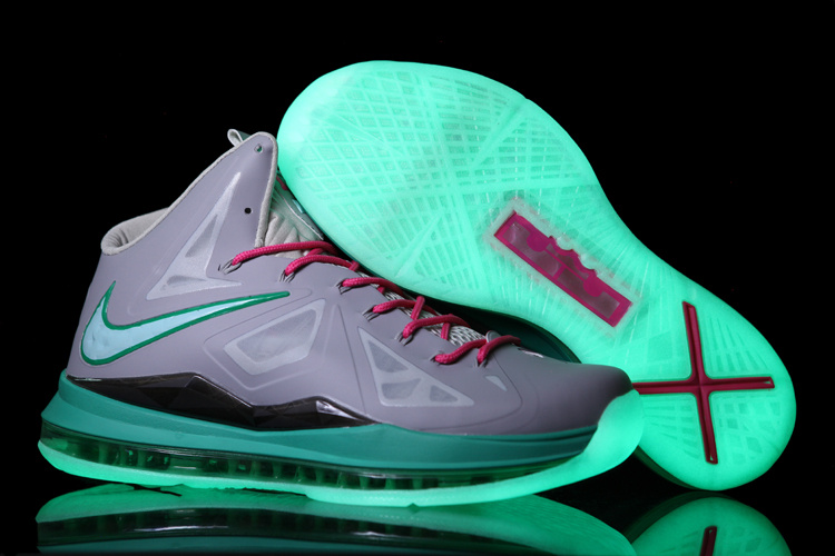 Lebron James 10 Midnight Shoes Grey Green