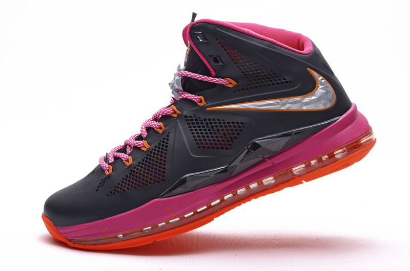 Lebron James 10 Midnight Shoes Black Pink Orange - Click Image to Close