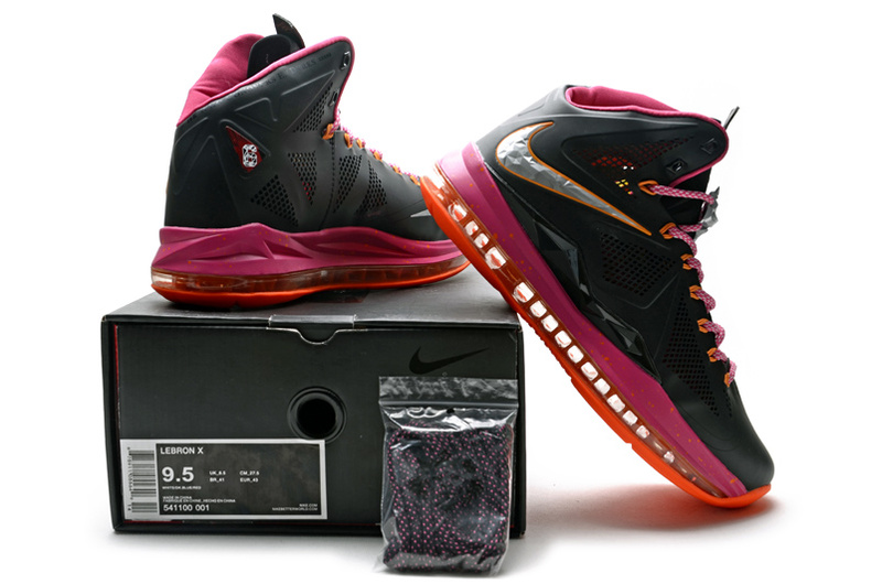 Lebron James 10 Midnight Shoes Black Pink Orange - Click Image to Close