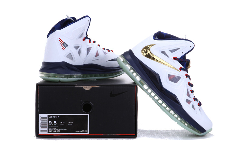 Lebron James 10 Midnight Shoes White Dark Blue - Click Image to Close