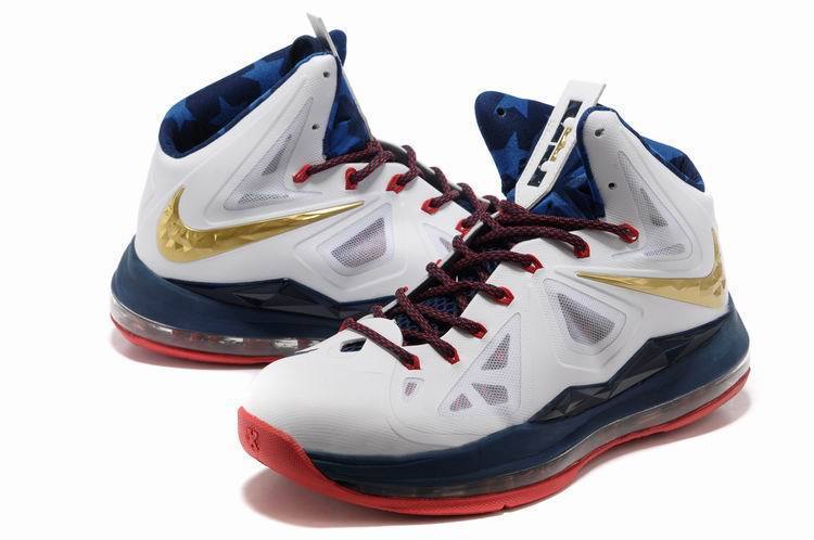 Nike Lebron James 10 White Blue Red Gold For Women