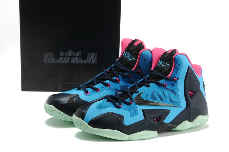 Nike Lebron James 11 Shoes Black Blue Pink