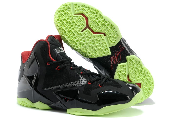 Nike Lebron James 11 Black Grass Green Red Shoes