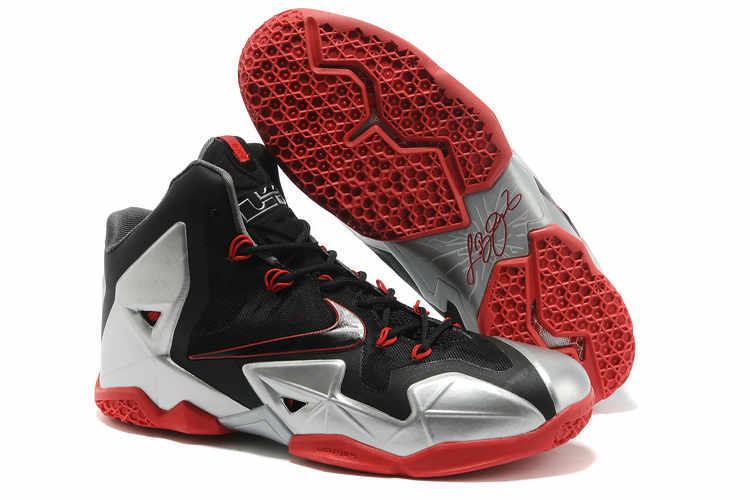 Lebron James 11 Black Silver Red Basketball Shoes - Click Image to Close