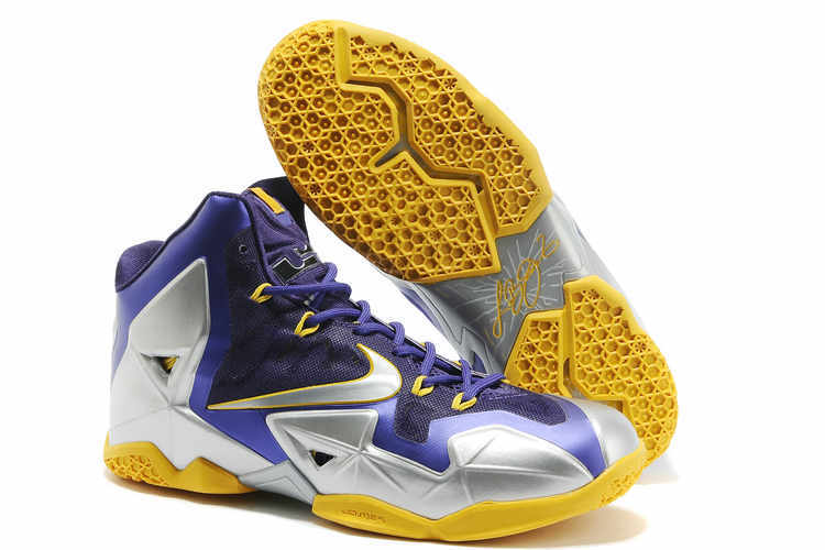 Lebron James 11 Blue Silver Yellow Basketball Shoes - Click Image to Close