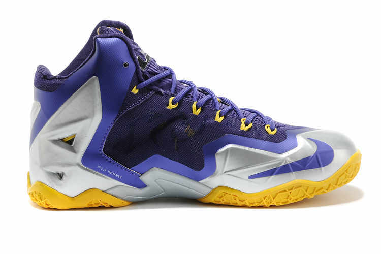 Lebron James 11 Blue Silver Yellow Basketball Shoes - Click Image to Close