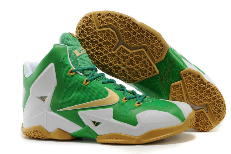 Lebron James 11 Green White Brown Shoes - Click Image to Close