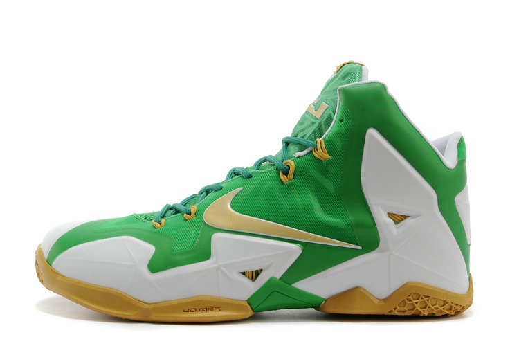 Lebron James 11 Green White Brown Shoes - Click Image to Close