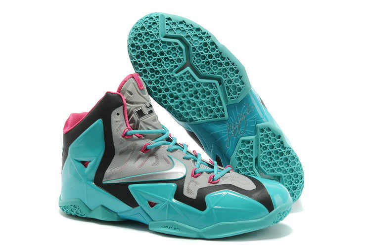 Lebron James 11 Grey Black Light Blue Basketball Shoes - Click Image to Close