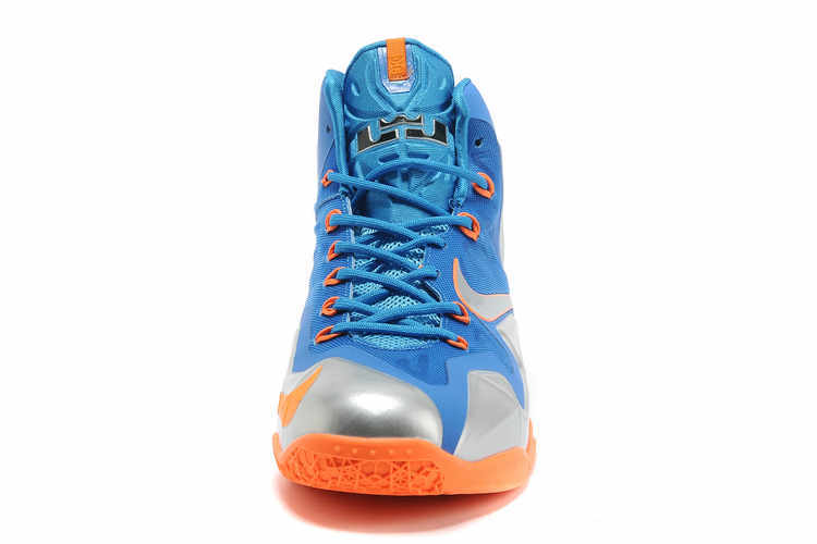 Nike Lebron 11 Shoes Light Blue Silver Orange - Click Image to Close