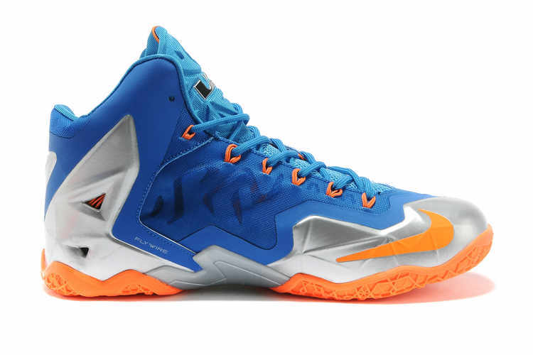 Nike Lebron 11 Shoes Light Blue Silver Orange - Click Image to Close