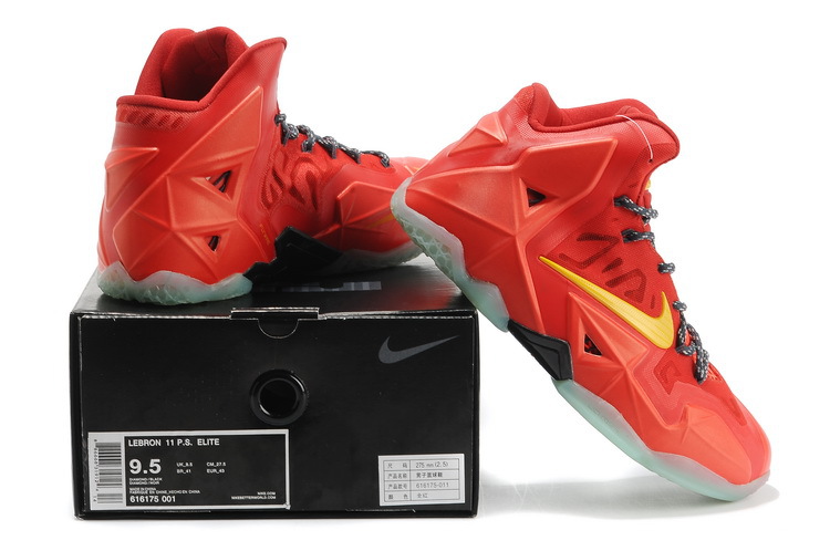 Nike Lebron James 11 Shoes Red Yellow - Click Image to Close