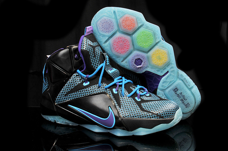 Nike Lebron James 12 Black Blue For Kid - Click Image to Close