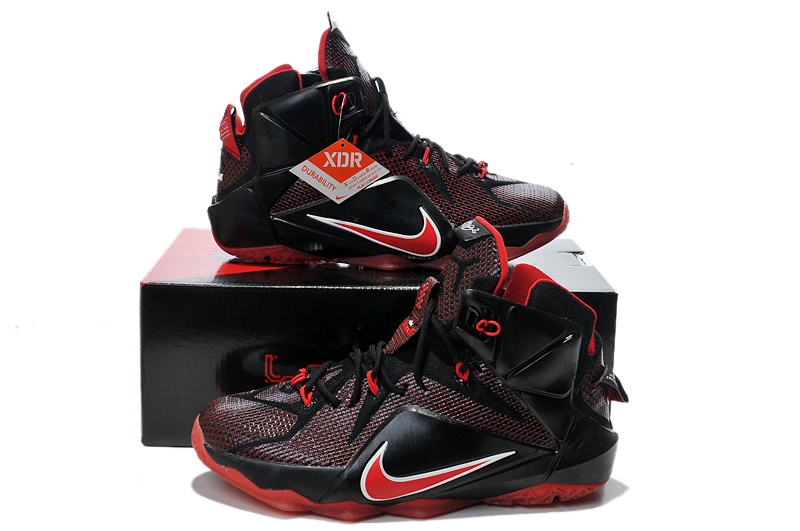 Nike Lebron James 12 Black Red Basketball Shoes - Click Image to Close