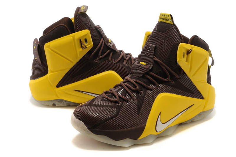 Nike Lebron James 12 Brown Yellow Shoes - Click Image to Close