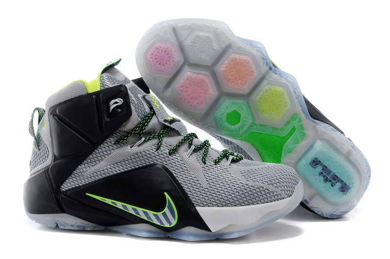 Nike Lebron James 12 Grey Black Shoes - Click Image to Close