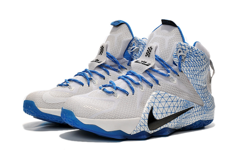 Nike Lebron James 12 Grey Blue Black Shoes - Click Image to Close