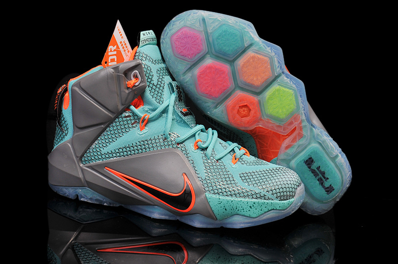 Nike Lebron James 12 Grey Blue Orange For Kid - Click Image to Close