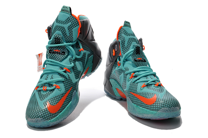 Nike Lebron James 12 Grey Green Orange Basketball Shoes