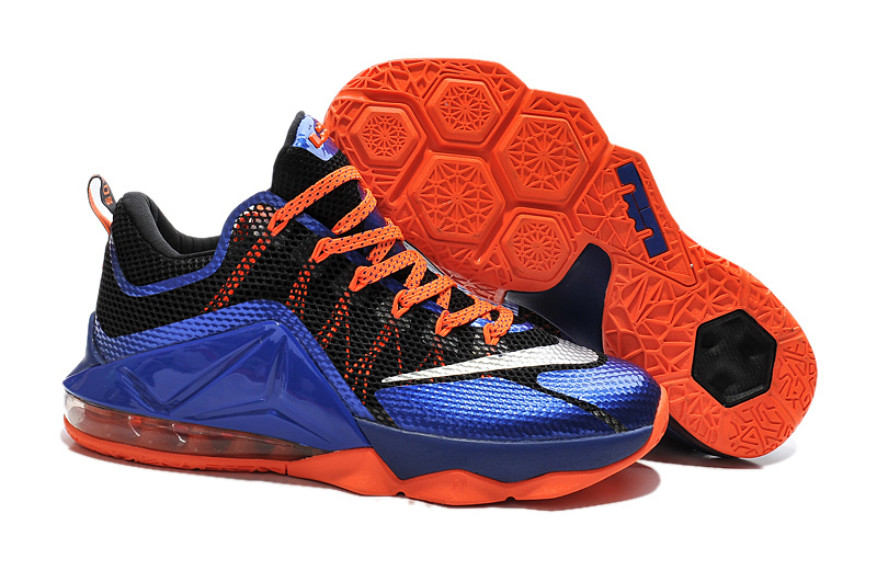 Nike Lebron James 12 Low Black Blue Orange Shoes - Click Image to Close