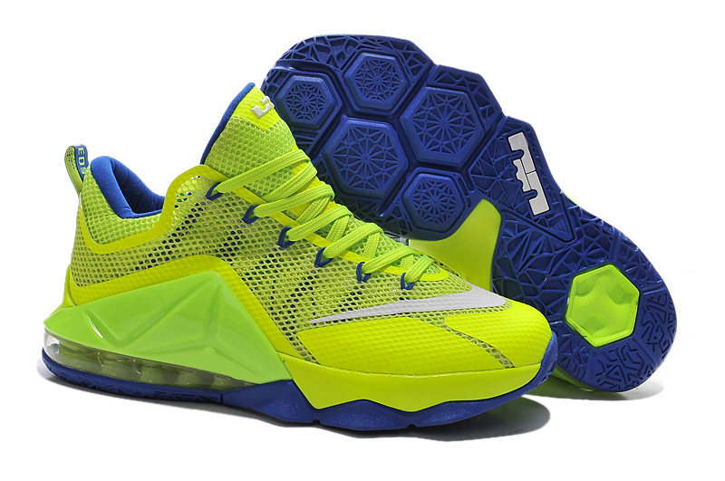 Nike Lebron James 12 Low Fluorscent Green Blue Shoes - Click Image to Close