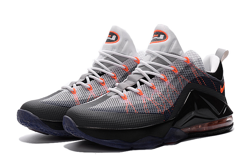 Nike Lebron James 12 Low Grey Black Redish Orange Shoes