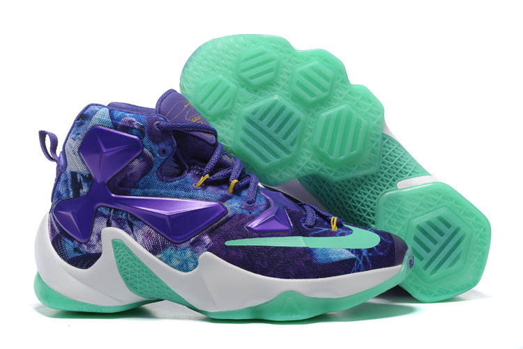 Nike Lebron James 13 25K Custom Purple Green Shoes - Click Image to Close