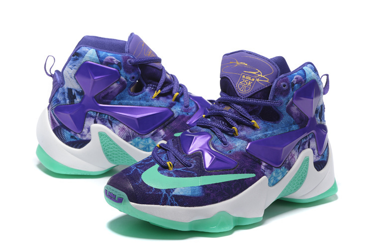 Nike Lebron James 13 25K Custom Purple Green Shoes - Click Image to Close