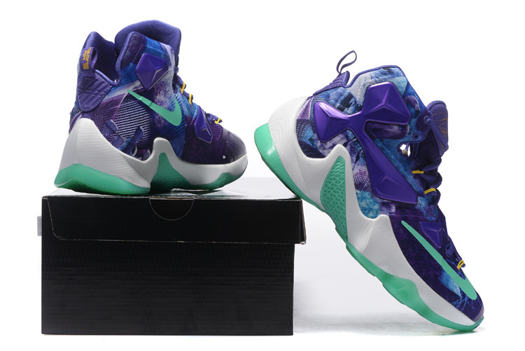 Nike Lebron James 13 25K Custom Purple Green Shoes - Click Image to Close