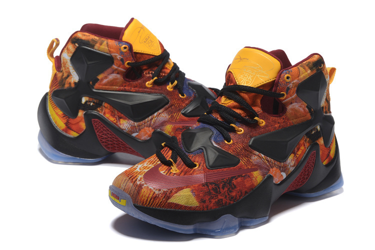 Nike Lebron James 13 25K Custom Red Yellow Black Shoes - Click Image to Close