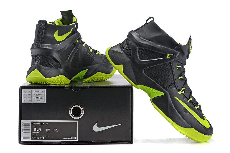 Nike Lebron James 13 Black Fluorscent Green Shoes - Click Image to Close