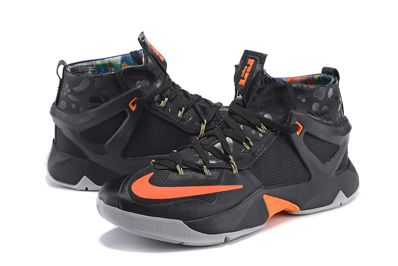 Nike Lebron James 13 Black Orange Grey Shoes - Click Image to Close