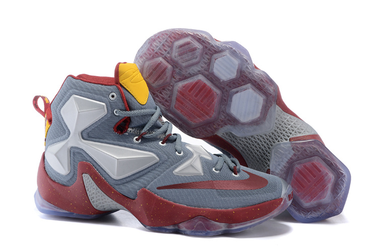 Nike Lebron James 13 Cavalier Grey Red Shoes - Click Image to Close