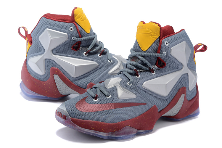 Nike Lebron James 13 Cavalier Grey Red Shoes - Click Image to Close