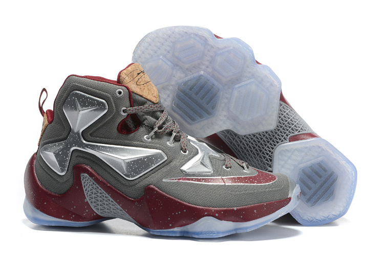 Nike Lebron James 13 Cork Grey Red Shoes - Click Image to Close