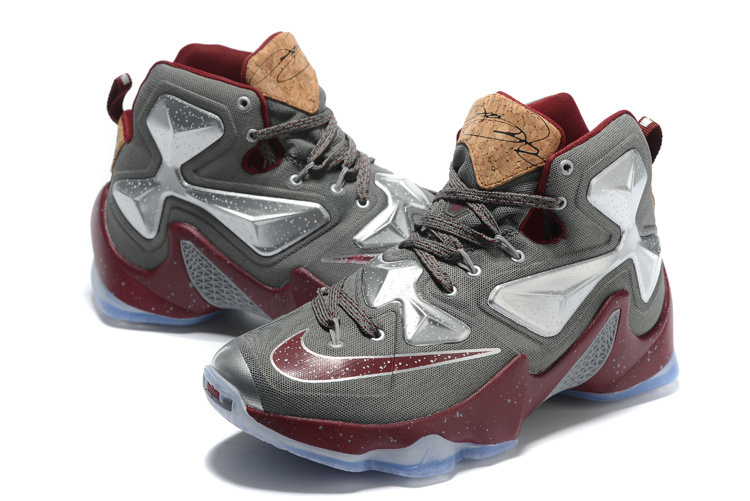 Nike Lebron James 13 Cork Grey Red Shoes - Click Image to Close